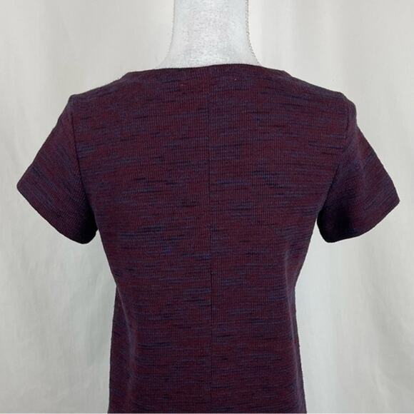 LOFT Maroon Navy Academia Office Career Knit Shift Dress NWOT Size SP - Picture 6 of 12